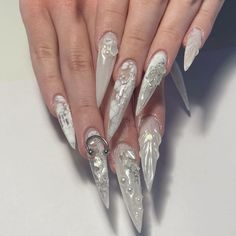 Punk Nails, Pretty Gel Nails, Makeup Tattoos, Cosplay Makeup, White Nails, Stylish Nails, Makeup Nails, Nails Inspiration, Pretty Nails