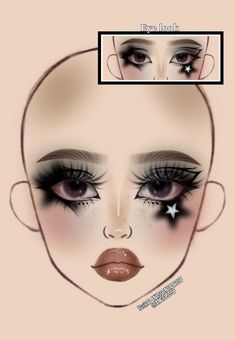 Goth Makeup Ideas Drawing, Crazy Makeup Ideas, Makeup Inspo Creative, Makeup Looks Drawing, Makeup Ideas Drawing, Makeup Charts, Makeup Drawing