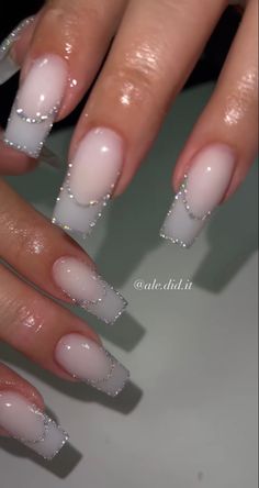 Cute Acrylic Nail Designs, Acrylic Nails Coffin Short, Pink Acrylic Nails, Silver Nails, Square Acrylic Nails, Prom Nails