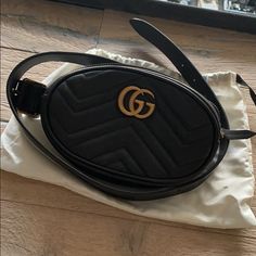 A Jaunty Addition To The Gg Marmont Line, This Leather Belt Bag Features Matelass Chevrons, Double-G Hardware In A Warm Golden Tone And A Just-Right Interior. Brand New I’ve Never Used Gucci Leather Belt Bag With Removable Pouch, Gucci Belt Bag With Removable Pouch For Travel, Classic Gucci Belt Bag For Travel, Gucci Luxury Leather Belt Bag, Elegant Gucci Pouch Shoulder Bag, Designer Formal Pouch Belt Bag, Luxury Black Belt Bag For Evening, Luxury Black Belt Bag With Removable Pouch, Black Gucci Pouch Bag