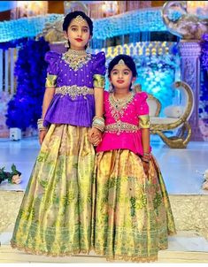 Pattu Pavadai Kids, Kids Saree, Kids Mirror, Saree Function, Kids Embroidery, Langa Voni, Kid Dress, Mirror Work Blouse Design