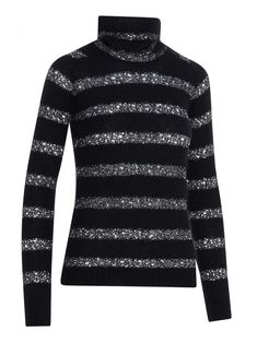 Composition: 40% Mohair, 34% Polyester, 21% Polyamide, 3% Wool, 2% Metallic Fiber Versace Sweatshirt, Versace Belt, Versace Shirt, Androgynous Fashion, Striped Turtleneck, Saint Laurent Paris, Tory Burch Shoes, Knitwear Women, Black Wool