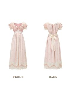 The in-stock will be shipped within 1-2 days. Materials: ShellA：100%Polyester ShellB：Base fabric: 100% nylon Flowers: 100% polyester ShellC：100%Polyester Lining：100%Polyester Features: The chest area is adorned with sewn organza flowers, adding a sweet and eye-catching touch. Bubble sleeves are embellished with mesh details, creating a three-dimensional silhouette that enhances the shoulder shape. The waist is adorned with lace trim, and the high-waisted design with delicate pleats creates a loo Lace Made Dress, Frilly Prom Dress, Pink Puff Sleeve Dress, Fashion Base, Cinched Waist Dress, Modest Girly Outfits, Coquette Dress, Vintage Pink Dress, Nylon Flowers