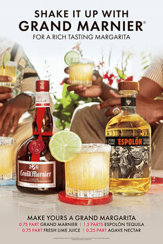 an advertisement for the grand margria tequila, which is being advertised in spanish