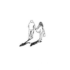 a drawing of a man and woman holding hands