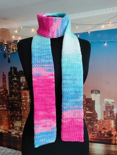 Pink and blue skinny simple knit scarf Length: 64 inches (162 cm) Width: 3.2 inches (8 cm) - adult/teen size - unisex - acrylic yarn - classic Stockinette Stitch - gently hand wash and dry flat or machine wash and dry on delicate cycle, but beware that machine washing can sometimes result in pilling of the fabric. Thank you for supporting handmade! ❤️ Pink and Blue Skinny Knit Scarf Handmade Double Layered Bright Colorful Knitted Accessory Knit Scarf, Soft Scarf, Double Layered Scarf, The Stocki Blue Knitted Yarn Scarves, Blue Knitted Yarn Scarf, Handmade Blue Casual Scarves, Casual Blue One Size Knitting Pattern, Casual Handmade Blue Scarves, Blue Knitted One-size Scarf, Blue Knitted Scarves One Size, Blue Knitted Scarf One Size, Blue Knitted Scarf, One Size