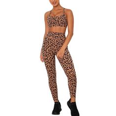 High Waisted Tights, Gym Sportswear, Womens Yoga, Sports Bra And Leggings, Set Outfits, Leopard Fashion, Yoga Set, Gym Yoga