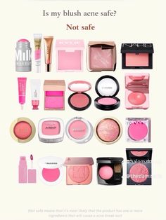 unaware if your blush is acne safe or just doning damage ? check this list 🧸 #fashionista #fashionistaclothes #fashionillustrations #fashiontrends2023 #fashiondresses #fashiontopsblous #fashioninspooutfits Preppy Makeup, Makeup Icons, Blush On, Skincare Organization, Makeup Items, Makeup Brands