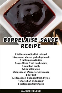 Bordelaise Sauce recipe Bordelaise Sauce Recipe, Recipe For Steak, Bordelaise Sauce, Steak Sauce Recipes, Best Sauce Recipe, Steak Dinners, French Sauces, Meat Sauce Recipes