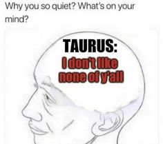 a drawing of a man's head with the caption taurus i don't like none of y'all