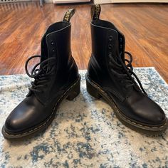 Only Worn A Handful Of Times (Like Brand New And Very Stiff). Selling Because It’s A Tight Fit. (Us 7) Classic Combat Boots With Leather Footbed, Classic Black Lace-up Boots, Shoes Dr Martens, Dr Martens Womens, Dr Martens Black, Dr Martens Shoes, Martens Shoes, Dr. Martens, Bootie Boots