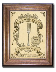 an old fashioned advertisement with a fork in it