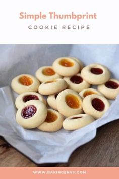 simple thumbprint cookie recipe with jelly cookies in the middle and jams on top