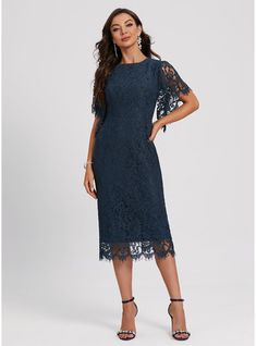 JJ's House Lace Scoop Spring Sheath/Column General Plus Back Zip Vintage Elegant Simple Dark Navy Height:5.8ft（176cm） Bust:32in（82cm）Waist:24in（61cm）Hips:35in（89cm） No Knee-Length Blue Model Name:Maria  Height:5.7ft（175cm）  Bust:43in（109cm）  Waist:34in（86cm）  Hips:4. #JJ's House #Lace #Scoop #Spring #SheathColumn #General #Plus #BackZip #Vintage #Elegant #Simple #DarkNavy #No #KneeLength #Blue Knee Length Cocktail Dress, Cocktail Dresses Online, Prom Dress Plus Size, Chiffon Cocktail Dress, Two Piece Homecoming Dress, Scoop Neck Dress, Lace Homecoming Dresses, Column Dress, Lace Straps