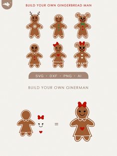 the gingerbread man sticker is shown in different sizes and shapes, including one for each