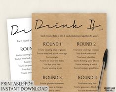 the printable drink list is ready to be used