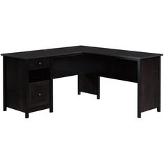 an l shaped desk with two drawers