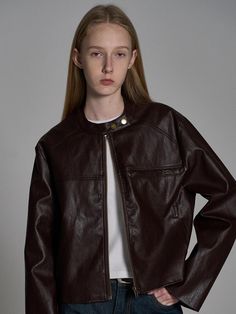 Composition : 40% polyurethane 50% cotton 10% metalicCountry of Origin : Republic of Korea Urban Brown Biker Jacket For Fall, Urban Brown Biker Jacket With Pockets, Brown Urban Biker Jacket For Streetwear, Urban Brown Biker Jacket For Streetwear, Brown Biker Jacket For Spring Streetwear, Classic Brown Biker Jacket For Streetwear, Urban Brown Outerwear For Fall, Urban Brown Fall Outerwear, Zip Up