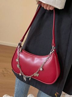 Bird in Bag - Autumn and Winter Womens Shoulder Bags, Casual Retro Chain Shoulder Bag, Fashionable Street-Style Versatile Simple Crossbody Trendy Red Bag With Chain, Womens Street Style, Bags Casual, Bag With Chain, Bird In Bag, Chain Shoulder Bag, Medium Bags, Chain Bags, Bag Straps