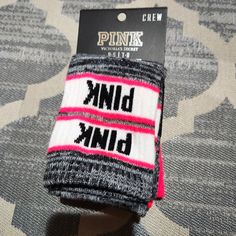 Brand New Pink Victoria's Secret Crew Socks 2-Pack From Smoke-Free And Pet-Free Home Pink Casual Sports Socks, Pink Sports Socks, Accessories Pink, Pink Gray, Victoria's Secret Pink, Pink Grey, Crew Socks, Hosiery, Secret Pink