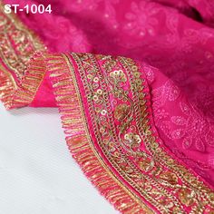 Magenta Georgette Dupatta Bridal Wedding lehenga Chunni Veil Gota Patti Sequin Scarf Indian Fabric Dresses Costumes Gift Her Bridesmaid.  You can select matching Dupatta from our Store for your Lehenga Skirt, for Punjabi suits, long dresses, Bridal Gown etc. Listing for Women's Georgette dupatta with Gold Sequins 2.3 Yard ➤ Material: Georgette Dupatta ➤ Product: Embroidered Dupatta  ➤ Color:  Magenta and Gold Sequins Dupatta. ➤ Condition: New ➤ Care: Dry Clean Only ➤ Code: st1004 Dimension: ➤Length: approx. 84" (Inches) ➤Width: approx. 38" (Inches) Indian Wedding Dupatta Embroidered Georgette Long Dupatta Chuni Bridal Veil Sequins Lehenga Embroidery Stoles Festival Punjabi Dress Chunni, Party Wear Dupatta, Lehenga Skirt Wear Dupatta, Designer Dupatta, Women Wedding Stole, Ladies Wedding Du Fitted Chinon Embroidered Fabric For Wedding, Wedding Embroidered Fitted Chinon Fabric, Wedding Salwar Kameez In Chinon With Cutdana Details, Wedding Salwar Kameez With Cutdana On Chinon, Pink Unstitched Dupatta For Wedding, Zari Work Sharara For Wedding Diwali, Wedding Anarkali Set With Dori Work In Chinon, Wedding Sharara With Zari Work For Diwali, Festive Salwar Kameez With Cutdana For Wedding