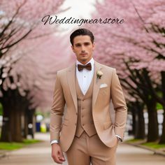 Luxury Beige 3 piece suit, wedding wear  suit, groom stylish suits, premium men suit, groom wear suit, and groomsmen suit by Weddingwearstore on Etsy Men Suit, Groom Wear