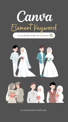 Muslim wedding, canva element, keyword, hijab wedding, wedding illustration, clipart, cute, people, young, newlywed Diy Bouquet Wrap, Hijab Wedding, Black And White Art Drawing, Canva Element, Wedding Illustration