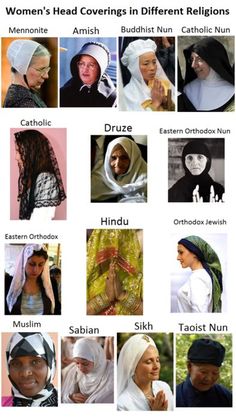 the women's heads coverings in different religions are shown on this page