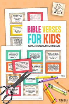 the bible verses for kids booklet with scissors and crayons