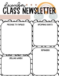 the december class news letter is shown in black and white