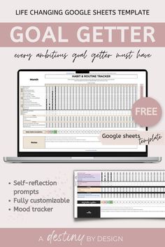 (Free) Life changing google sheets template every ambitious goal getter must have . Google sheets template | goal getter Goal Spreadsheet, Free Habit Tracker, Goal Planner Free, Life Tracker, Free Spreadsheets, Spreadsheet Design, Excel Spreadsheets Templates, Study Planner Printable