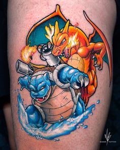 Charizard Tattoo, Pokemon Tattoos, Pikachu Tattoo, Gamer Tattoos, Comic Tattoo, Dragon Ball Tattoo, Cool Pokemon Wallpapers, Geometric Tattoo Design