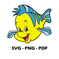 an image of a cartoon fish with the words svg - png - pdf