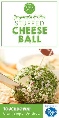 a poster for a cheese ball with a football on it