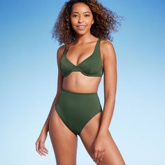 Add a versatile and stylish staple to your collection of swim separates with this High Waist High Leg Ribbed Medium-Coverage Bikini Bottom from Shade & Shore™. Made from soft fabric with spandex and full lining, this medium-coverage bikini bottom is designed with a high waist and high leg. Easy to pair with a variety of bikini tops, the four-way-stretch design and elastic at the leg openings provide stretchy comfort in and out of the water, while the ribbed texture adds a touch of visual interes Padded Underwire Swimwear For Beach Season, Solid Padded Swimwear For Sunbathing, Solid Color Padded Swimwear For Sunbathing, Solid Nylon Swimwear With Padded Cups, Solid Color Nylon Swimwear With Padded Cups, Summer Full Coverage Padded Swimwear, Padded Full Coverage Swimwear For Summer, Padded Full Coverage Swimwear For The Beach, Padded Swimwear For The Beach