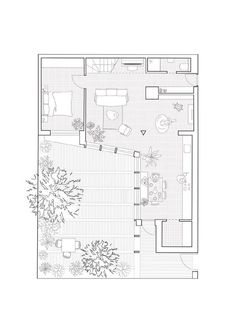 the floor plan for a small house with an open living room and dining area in it