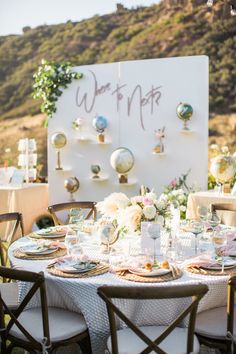 a table set up for a wedding reception