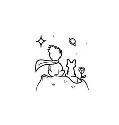 a black and white drawing of a person sitting on top of a bed with a dog