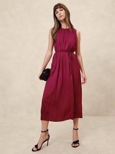 Crystal Pleated Midi Dress | Banana Republic Factory Essential Dress, Pleated Midi Dress, Banana Republic Factory, Banana Republic Dress, Pleated Dress, Boat Neck, Modern Woman, Women's Dresses, Perfect Dress