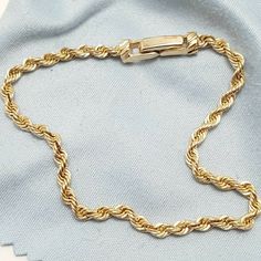 Hello And Thanks For Checking Out Another Great Listing From Golden Route! We Hope You Enjoy The Photos And Information Presented Herein. If You Have Any Questions, Feel Free To Contact Us For A Prompt And Friendly Response Elegant 14k Karat Solid Yellow Gold Designer Rope Bracelet Condition : Pre-Owned Professionally Polished To Look New Total Weight : 6.5 Grams Gold Color : Yellow Gold Bracelet Length : 7" Inches Or 18cm Thickness : 3mm What You See In The Pictures Is What You Will Receive This Item Is Presented To You By H&R Jewelry & Loan Co. We Are A Jewelry Store/Pawn Shop Serving The San Fernando Valley, Ca Since 1985, In The Same Location And Under The Same Ownership. All Of Our Classic 14k Gold Bracelet With Rope Chain, Elegant Gold Rope Chain Bracelet For Formal Occasions, Classic Rope Chain Bracelets For Formal Occasions, Elegant Formal Gold Rope Chain Bracelet, Classic Formal Rope Chain Bracelets, Classic Formal Rope Chain Bracelet, Classic 14k Gold Rope Chain Bracelet, Formal 14k Gold Bracelets With Rope Chain, Formal Yellow Gold Rope Chain Bracelet