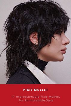 This pixie mullet is a wonderful and fresh hairstyle that you can try. We have collected 17 wonderful examples like this black pixie mullet shag. We have some tips and tricks on styling your hair so you can rock it with confidence. // Photo Credit: @stebunovhair on Instagram Mullet Ideas, Mullet Shag, Non Binary Haircuts, Pixie Mullet, Black Pixie, Rock Hairstyles, Mullet Haircut, Edgy Short Hair