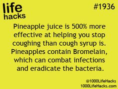 Pineapplejuice instead of the gross cough syrup 1000 Life Hacks, Diy Life Hacks, Diy Life, Life Tips, Pineapple Juice, Health And Beauty Tips, Natural Medicine