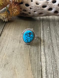 Navajo Made Kingman Turquoise Sterling Silver Ring Size 7. It measures 3/4 of an inch long and just over 1/2 of an inch wide. Signed by artist and stamped sterling silver. Thank you for checking out my store, if you have any questions please contact me!! Exported By ExportYourStore :) SKU:440732203748_B12F* Silver Belt Buckle, Silver Belts, Royston Turquoise, Vintage Navajo, Kingman Turquoise, One Ring, Turquoise Sterling Silver, Belt Buckles, Sterling Silver Pendants