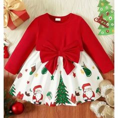 European Style Baby Girl Big Bow Christmas Dress Nip Boutique Size 9-12 Months Smoke Free Pet Free Home Sku8-B29 Long Sleeve Dresses Fall, Christmas Dress Baby, Baby Party Dress, Girls Christmas Dresses, Lightweight Dress, Newborn Dresses