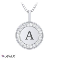 Simple and elegant, this initial disc pendant featuring sparkling accent stones is the perfect gift for yourself or someone you love. Personalize with an engraved initial, and customize in your choice of sterling silver or gold. Luxury White Gold Round Initial Necklace, Sterling Silver Initial, Disc Pendant, Disc Necklace, Initial Pendant, Free Gifts, Halo, Initials, Sparkle