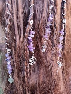 Adorn your hair with these super cute Witchy hair twists. Sold individually or as a set  .Each twist is 5.5 mm but can be made larger or smaller just email me I'll be glad to make them for your desired size. Hair Jewelry Braids, Diy Hair Jewelry, Hair Spirals, Witchy Hair, Gemstone Hair, Hair Threading, Witch Hair, Hair Twists, Hair Charms