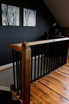 the stairs are made out of wood and metal