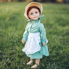 PRICES MAY VARY. Officially licensed Little House on the Prairie outfit sized for 18 inch dolls. Dress features fitted waist and cuffs, matching straw bonnet, and a white apron. Designed to fit 18 inch American Girl dolls and just like the dresses worn by the Ingalls girls. Authentic apparel makes stories come alive and encourages imaginative play with 18" dolls. Safety tested and perfectly sized for 18 inch dolls. Recommended for children 6+. Officially licensed Little House on the Prairie outf Prairie Outfit, Calico Dress, Little House On The Prairie, White Apron, American Girl Dolls, Prairie Dress, Fishing Outfits, Dollhouse Dolls, Doll Clothes American Girl