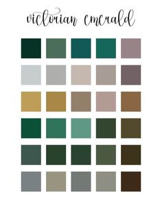 the color scheme for an art project with different colors and font, including green, brown,