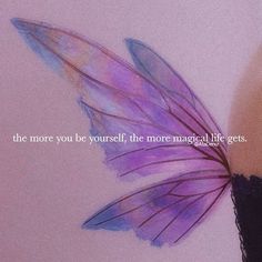 a woman's back with a purple butterfly on it and a quote written in the middle